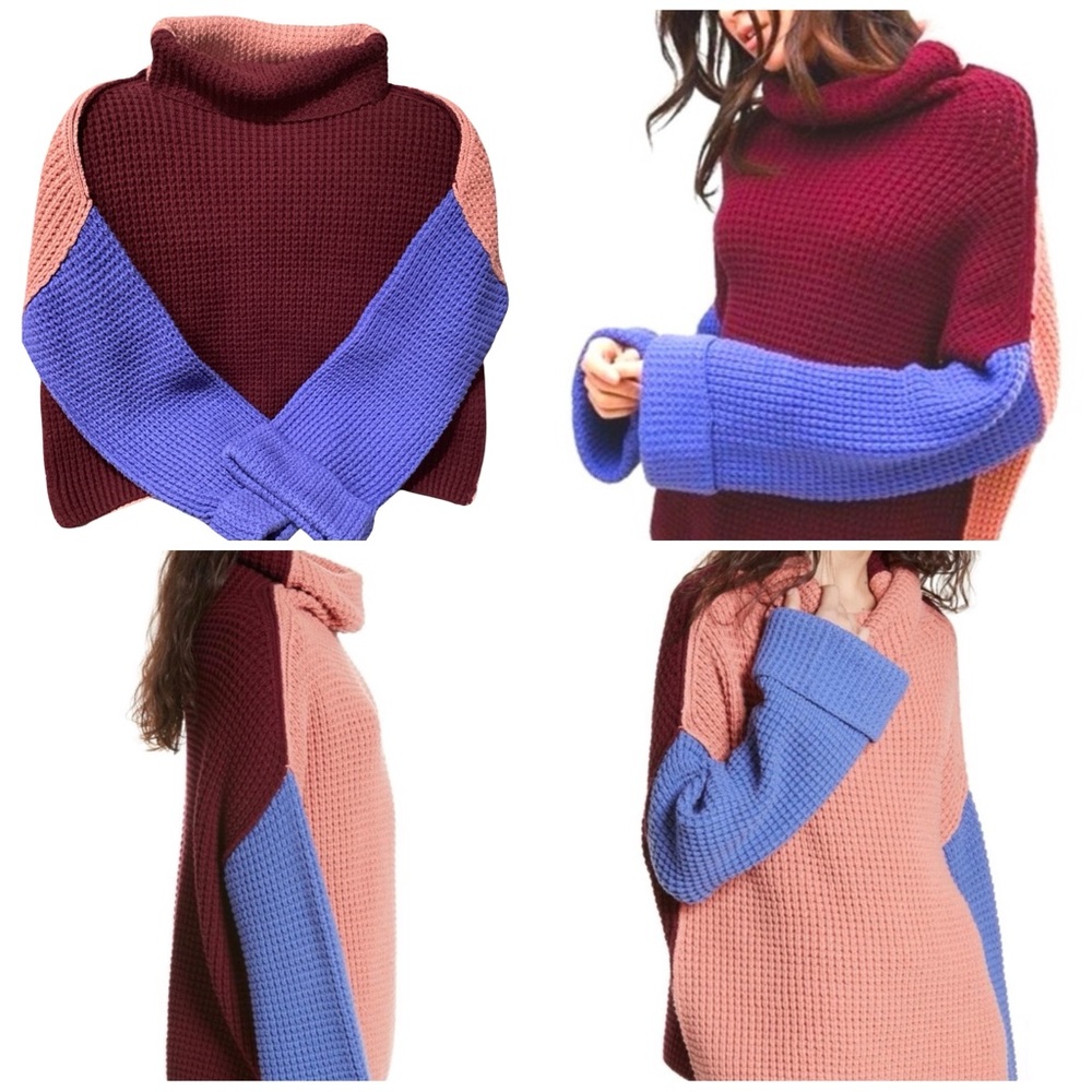 🍁 Free People Color Block Sweater Size Small